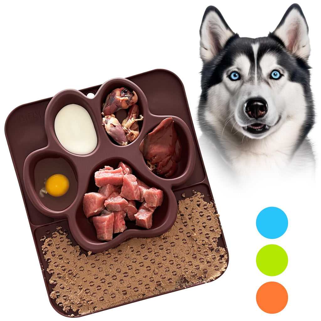 2-in-1 Lick Mat & Slow Feeder for Dogs – Suction Cup Puzzle Toy (Brown)