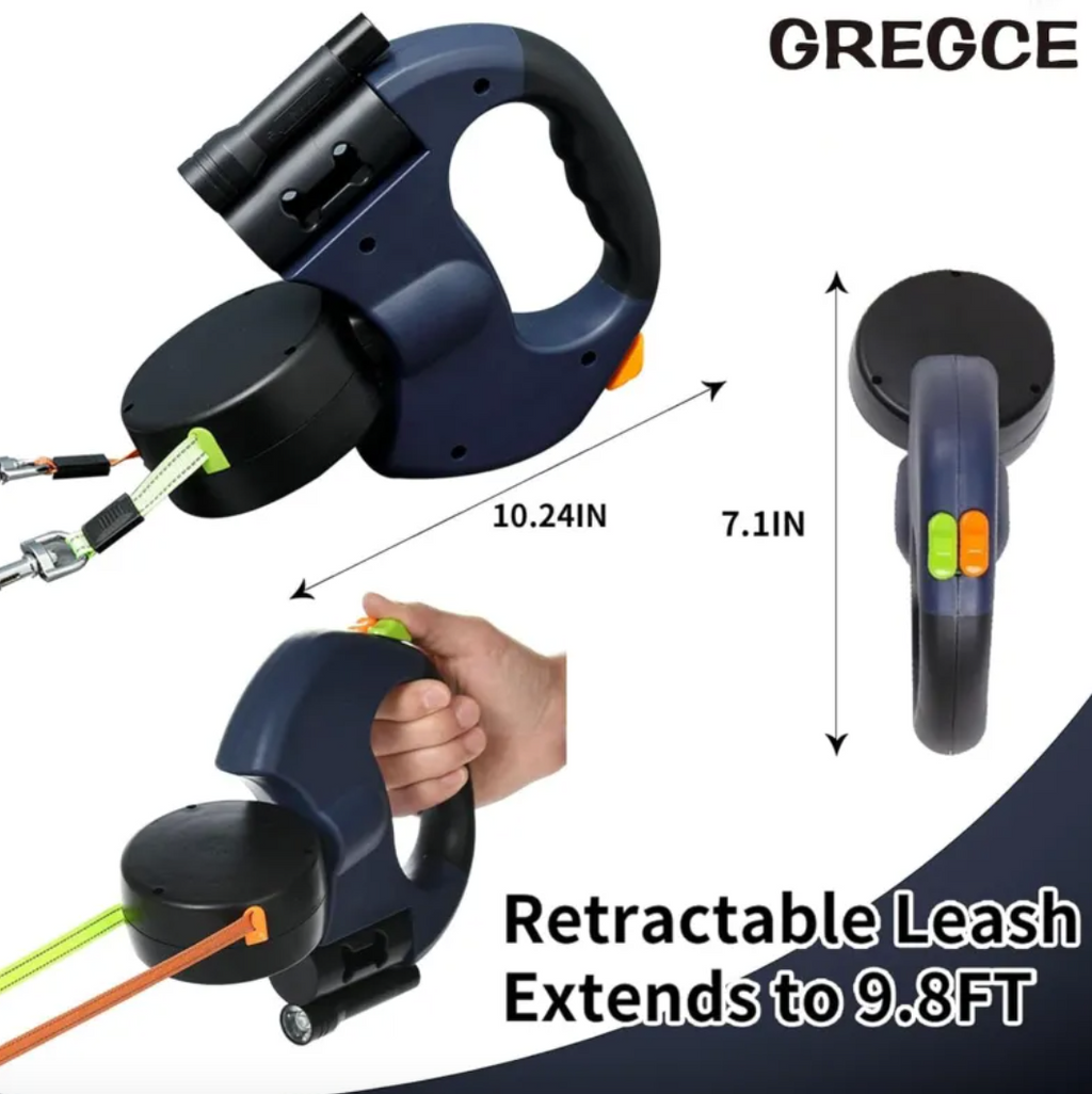 Dual Retractable Dog Leash – Tangle-Free 2-Dog Walking Leash
