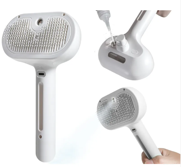 Pet Hair Spray Brush – 2-in-1 Grooming Tool for Dogs & Cats