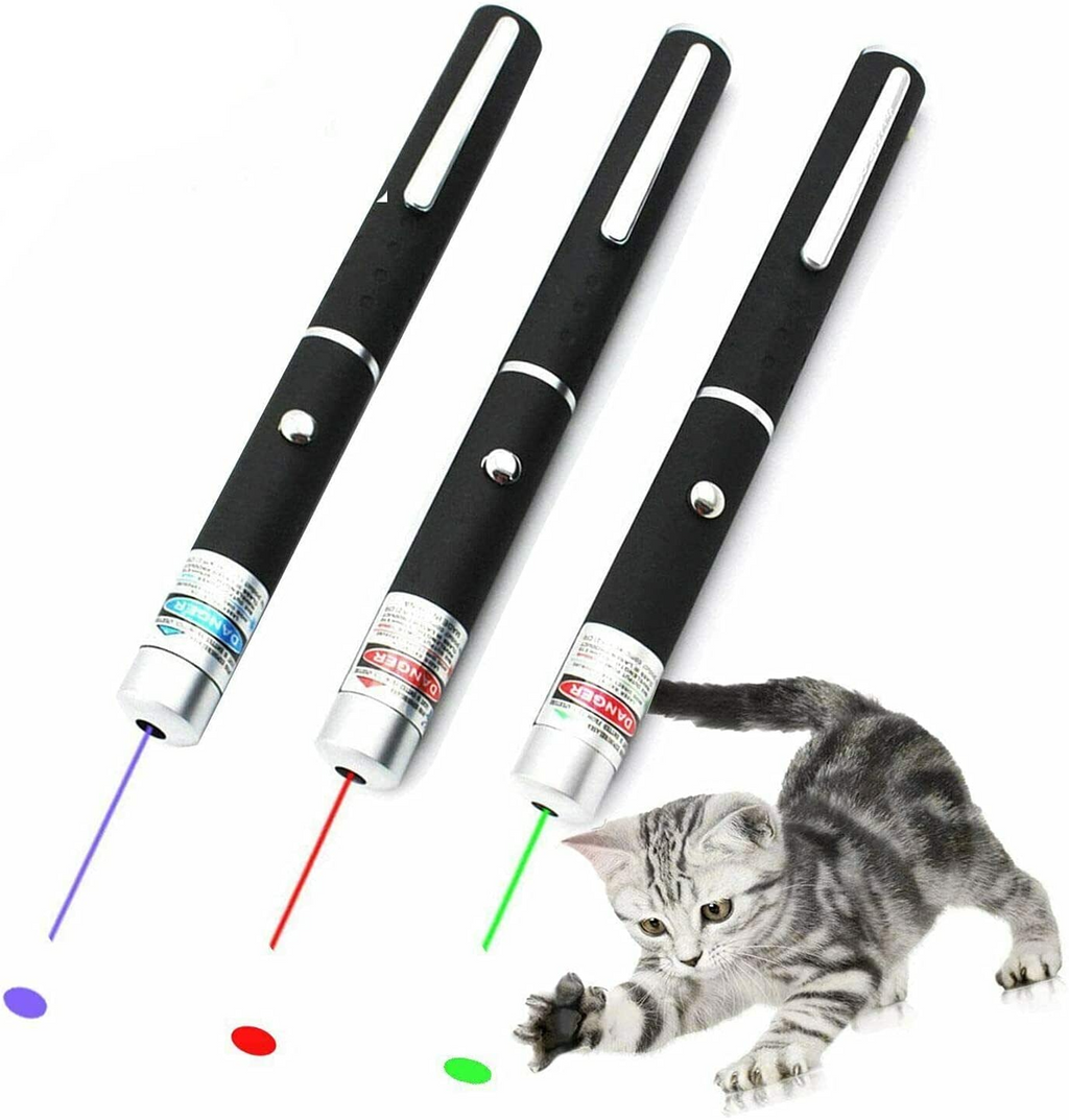 3-Pack Laser Pointer Pet Toy – Green, Blue & Red Visible Beam for Cats & Dogs