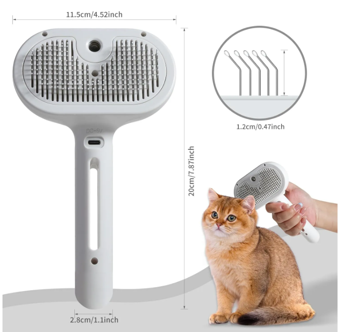 Pet Hair Spray Brush – 2-in-1 Grooming Tool for Dogs & Cats