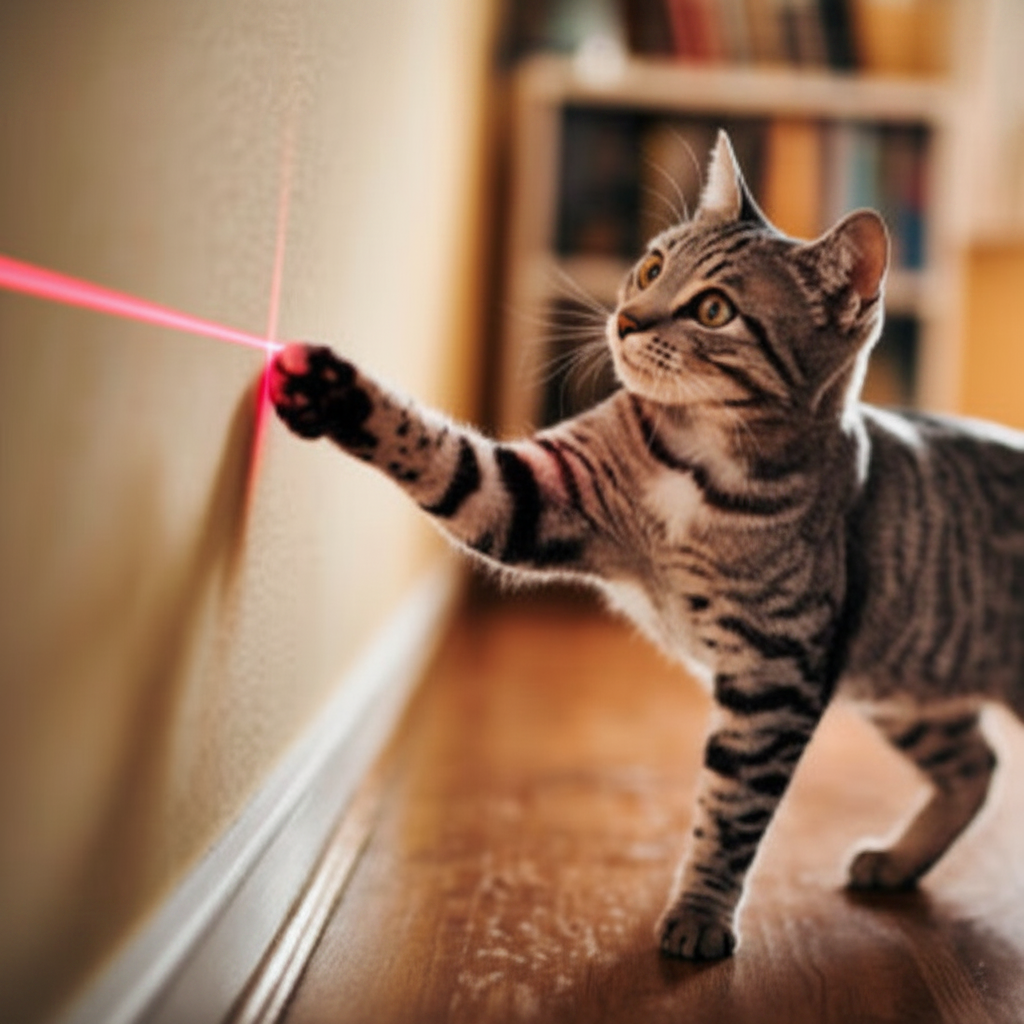 Cat with laser pointer