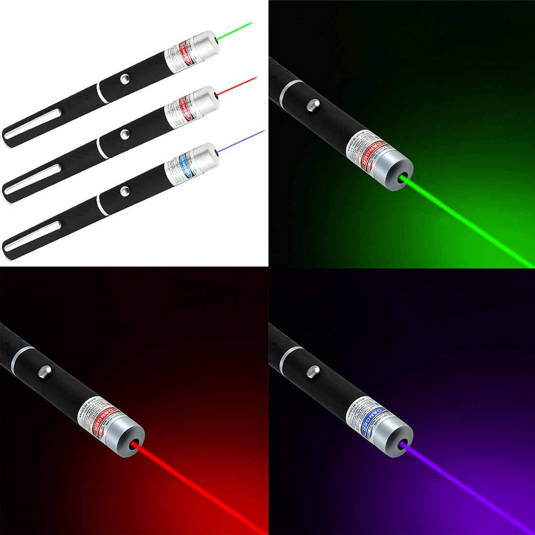 3-Pack Laser Pointer Pet Toy – Green, Blue & Red Visible Beam for Cats & Dogs